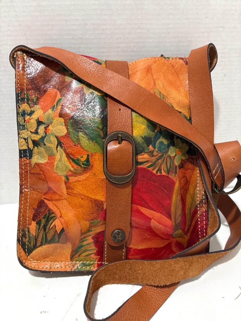 Patricia Nash Venezia Leather Crossbody Leather purse vibrant multi-print floral